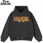 Black Fire Graphic Oversized Hoodie — front view