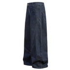 Blue Vintage Black Denim Baggy Jeans — front view