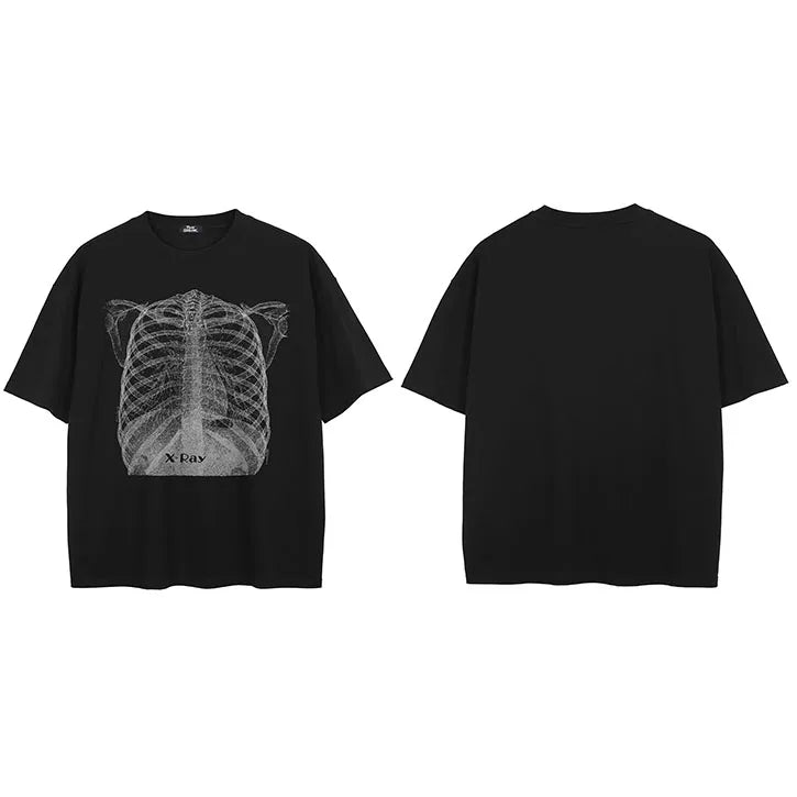 Black Skeleton Washed T-Shirt — fit shot