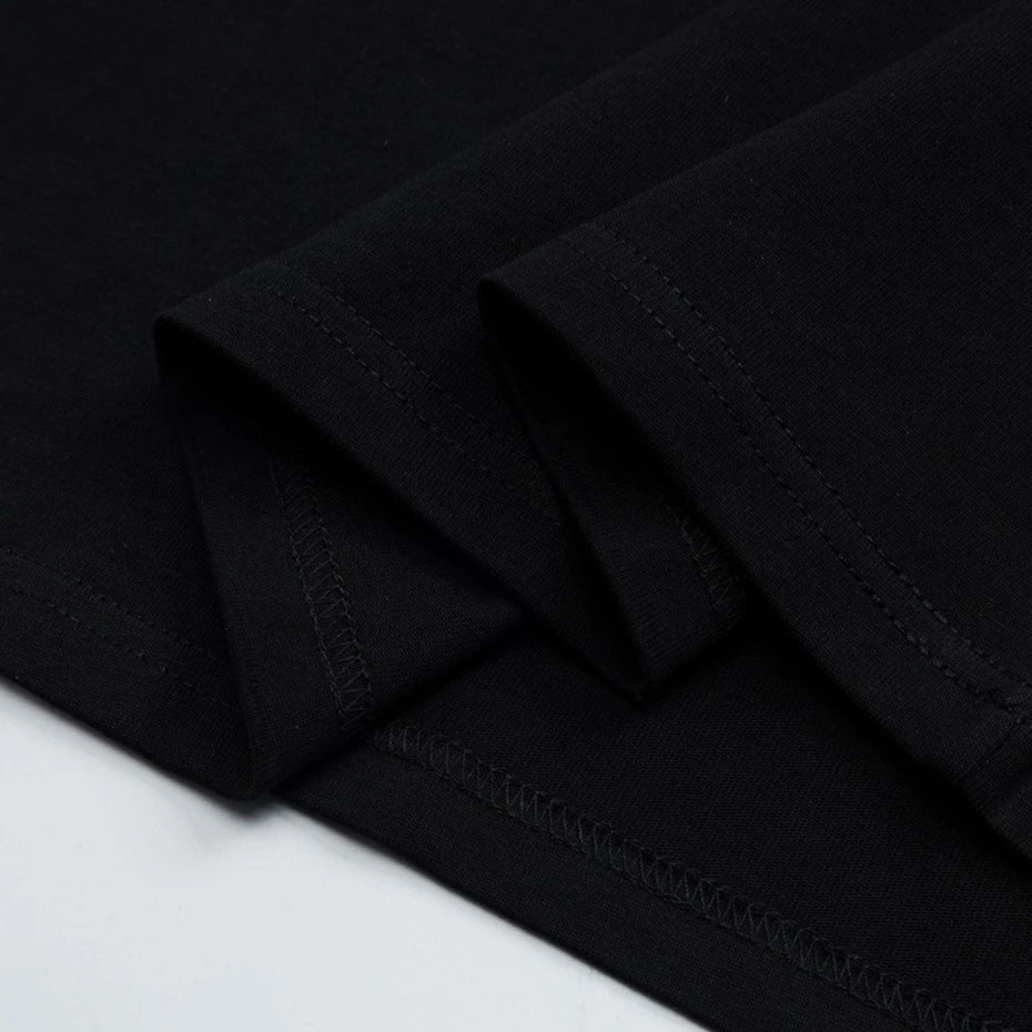 Y2K Black Cross Graphic Loose T-Shirt — fabric close-up