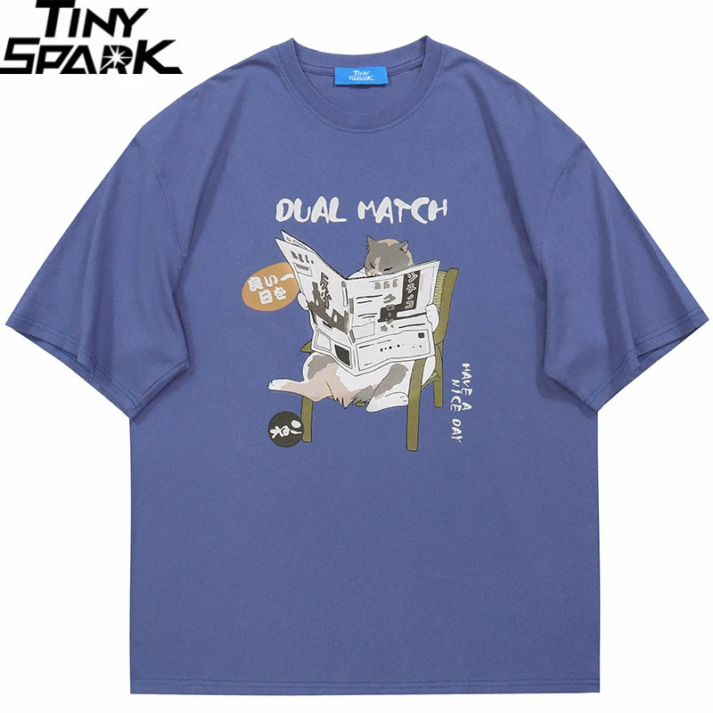 Funny Cartoon Cat Graphic T-Shirt — detail shot