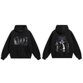 Vintage Black Ghost Graphic Hoodie — fabric close-up