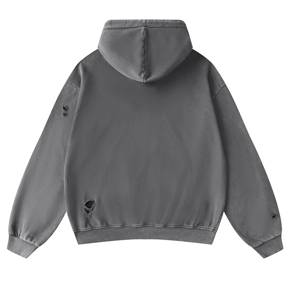 Vintage Ripped Oversized Hoodie — front view