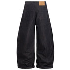 Blue Vintage Black Denim Baggy Jeans — fabric close-up