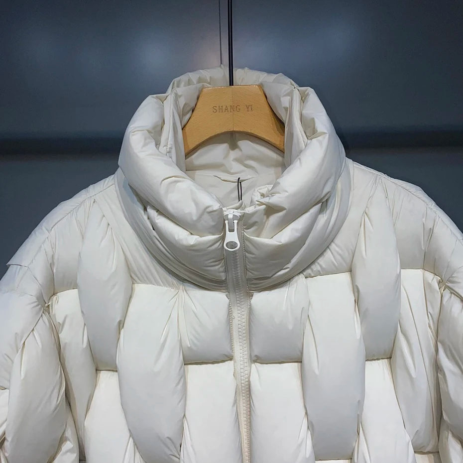 Black Padded Loose Puffer Jacket — fit shot