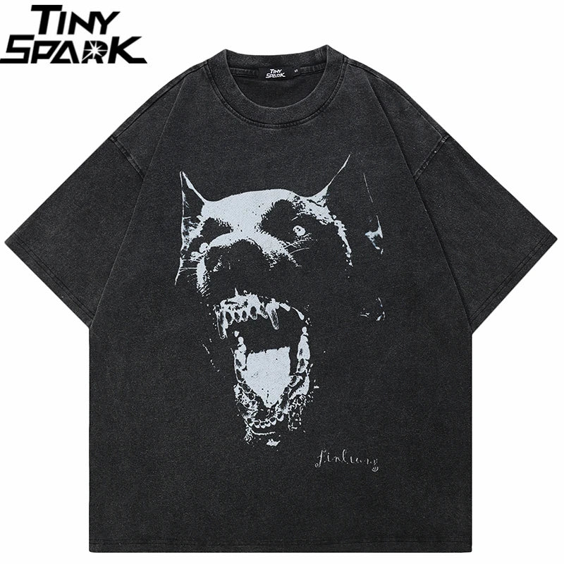 Cotton Retro Black Washed T-Shirt — front view