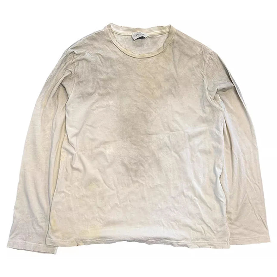 Vintage Lightning Graphic Oversized Long Sleeve Tee — fabric close-up