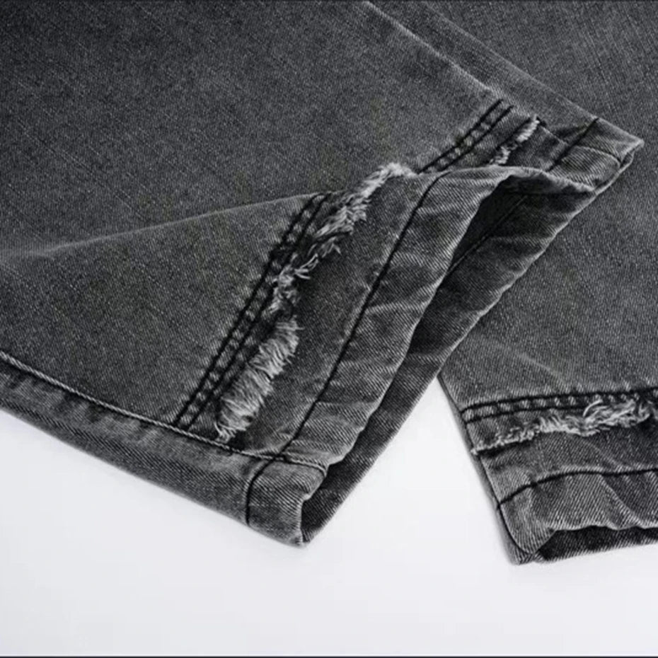 Pocket Vintage Denim Baggy Jeans — fabric close-up