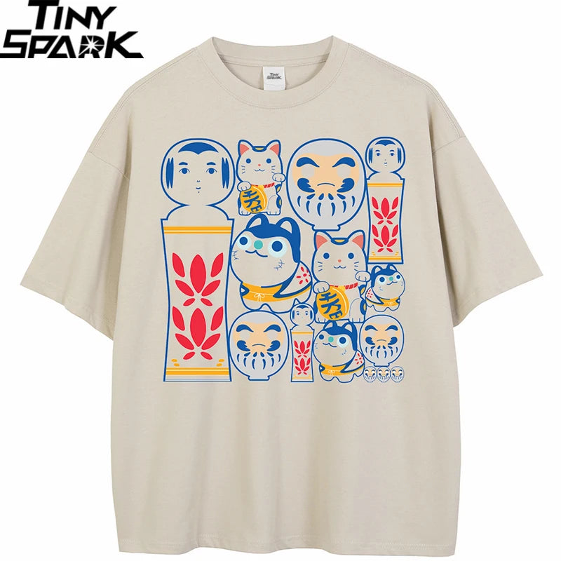 Beige Cat Graphic T-Shirt — detail shot