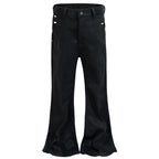 Flared Red Denim Flare Jeans — fabric close-up