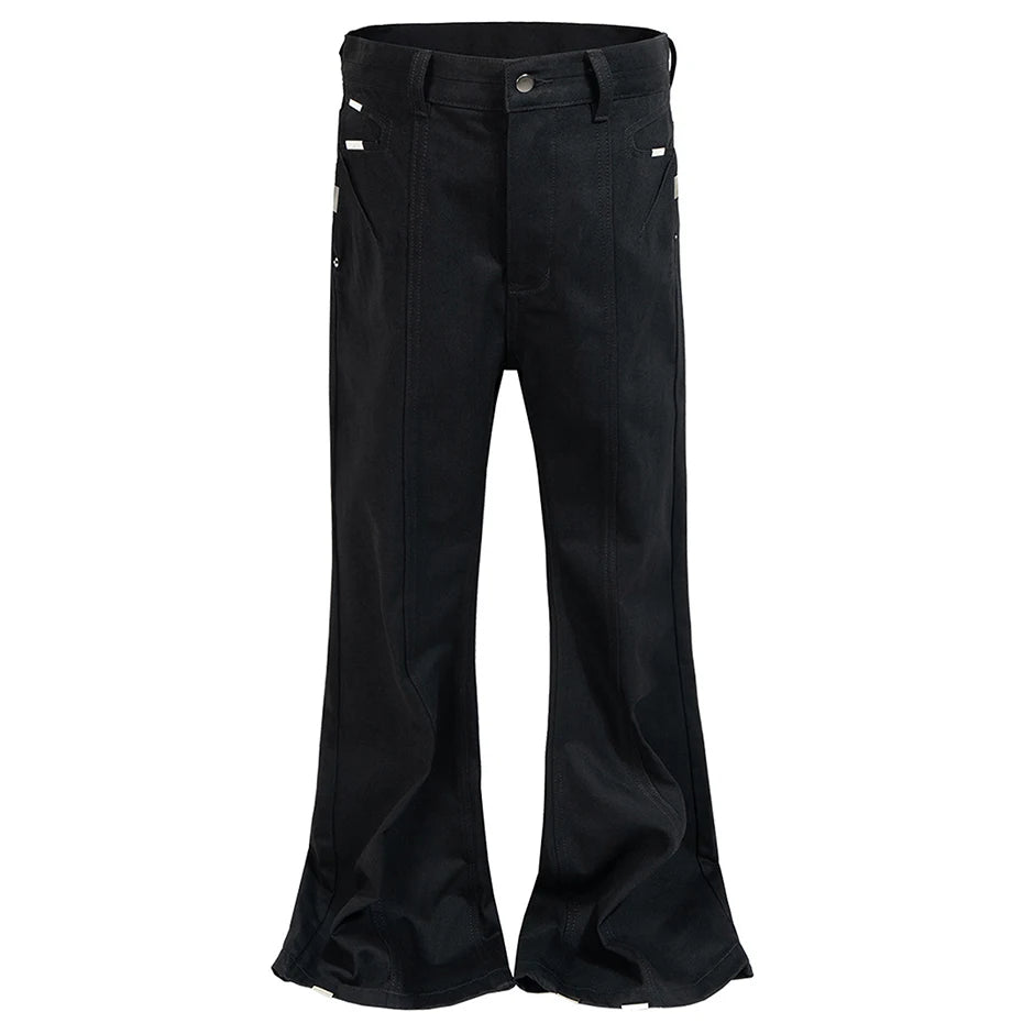 Flared Red Denim Flare Jeans — fabric close-up