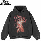Black Lightning Graphic Oversized Hoodie — front view