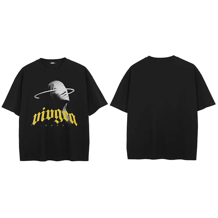 Vintage Black Faded T-Shirt — fit shot