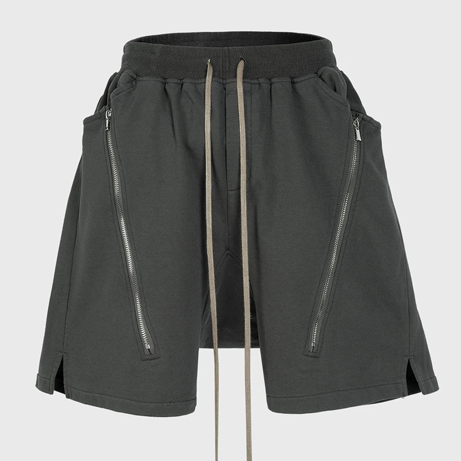 Black Zip Shorts — back view