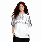 Black Cross Star Graphic Loose T-Shirt — fit shot