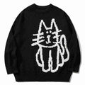 Vintage Cat Graphic Knit Oversized Sweater — styling shot