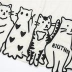 Vintage Cat Embroidered Loose Shirt — fit shot