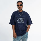 Purple Vintage Graphic Oversized T-Shirt — detail shot