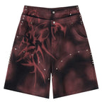 Punk Wide Leg Denim Shorts — back view