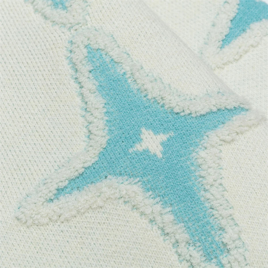 Y2K Star Graphic Knit Oversized Sweater — fit shot