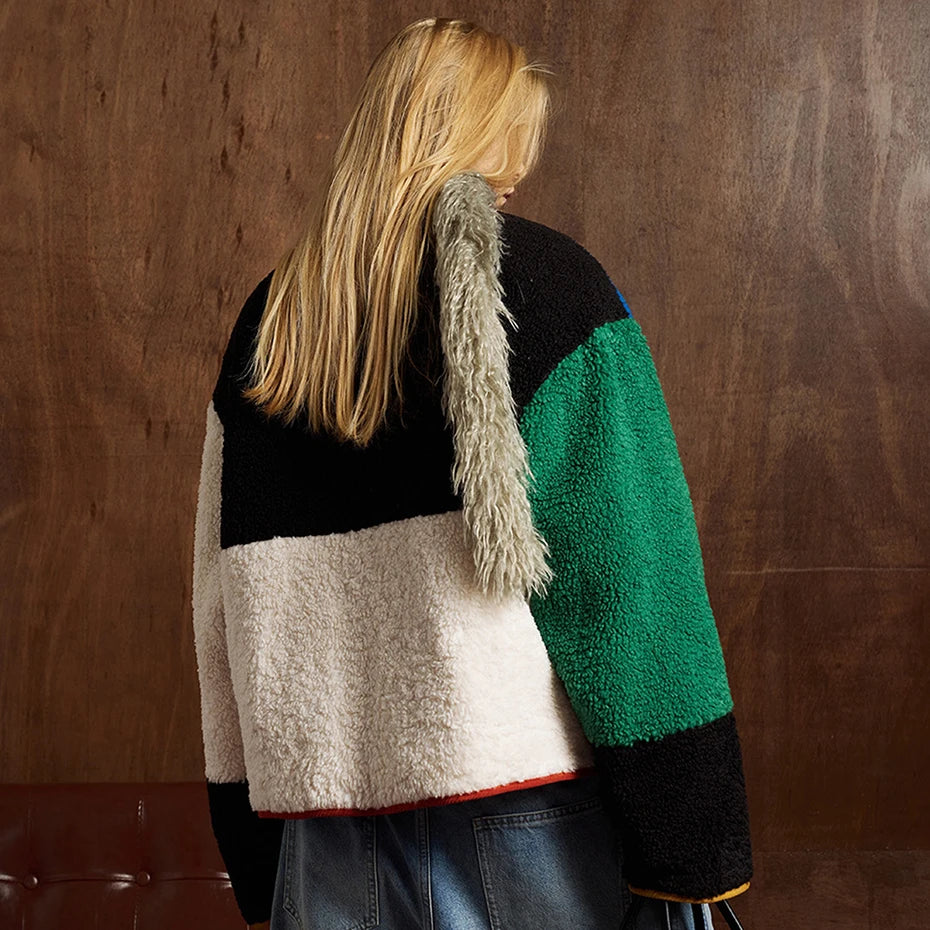Color Block Oversized Puffer Jacket — detail shot