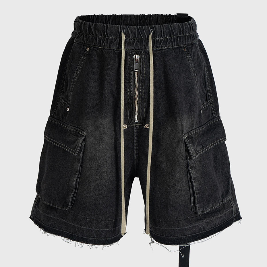 Vintage Baggy Denim Shorts — back view