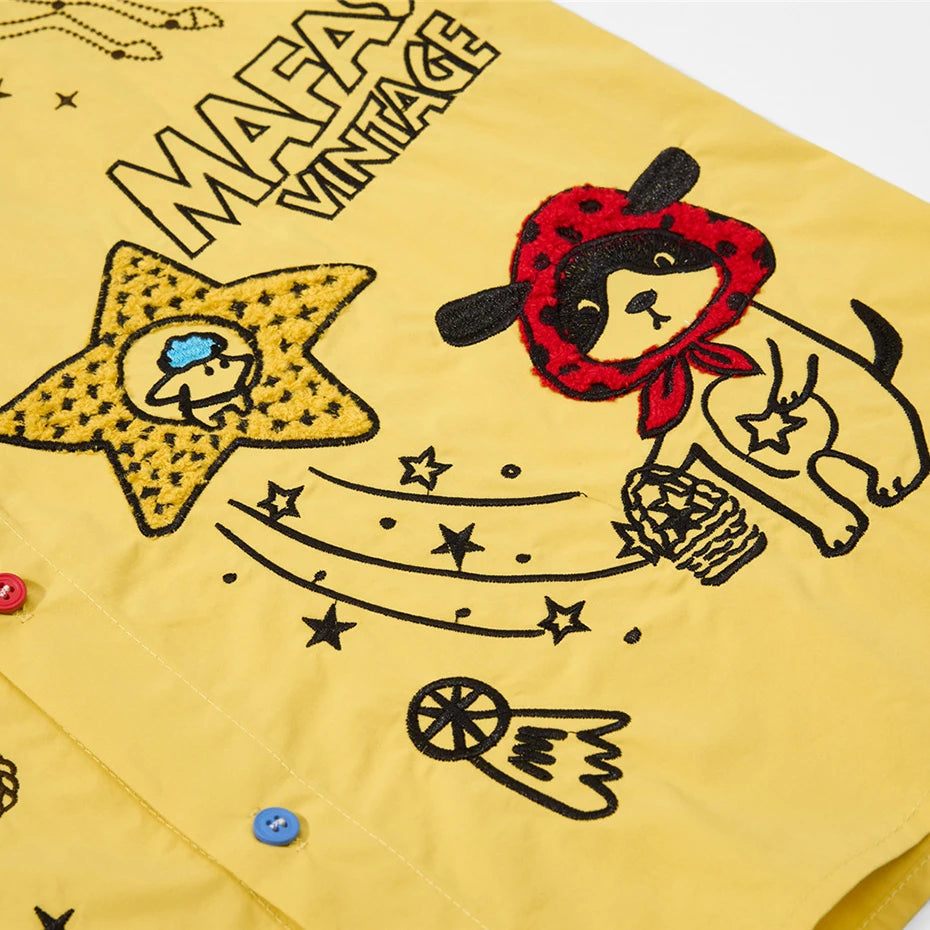 Loose Vintage Cat Graphic Oversized Shirt — fit shot
