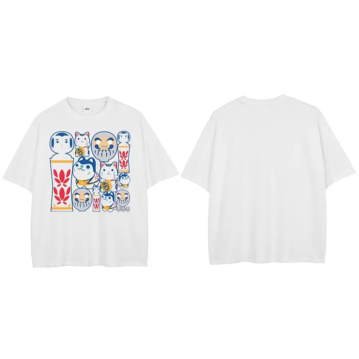 Beige Cat Graphic T-Shirt — flat lay
