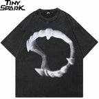 Washed Retro Black Graphic Oversized T-Shirt — front view