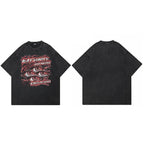Retro Black Eyes Washed T-Shirt — fabric close-up