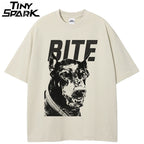 White Beige Dog Graphic T-Shirt — back view