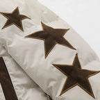 Retro Star Patchwork Corduroy Puffer Jacket — back view