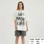Vintage Beige Graffiti Graphic T-Shirt — fit shot