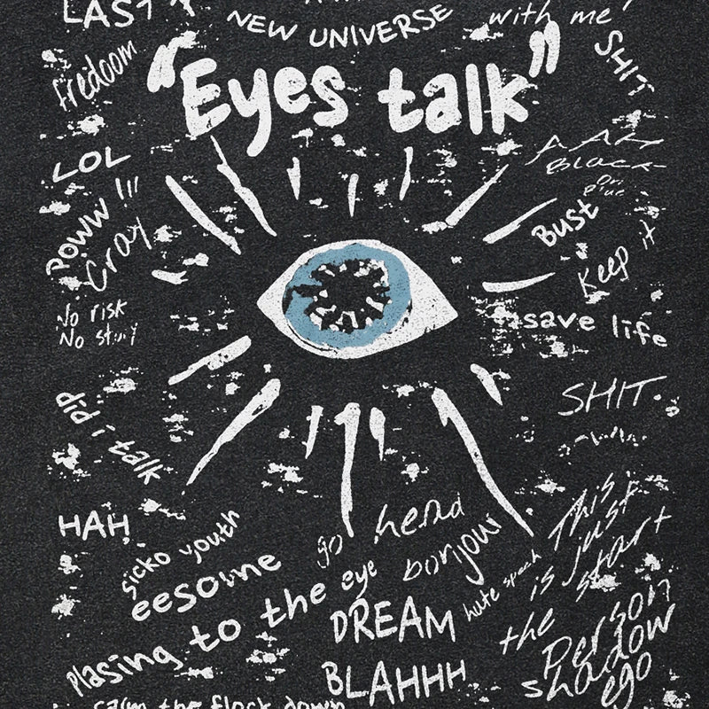 Graphic Vintage Black Eye Graffiti Washed T-Shirt — detail shot