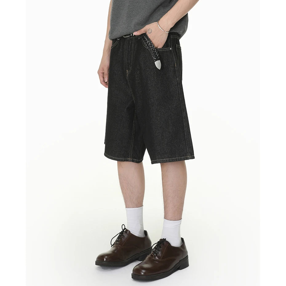 Loose Denim Shorts — fit shot