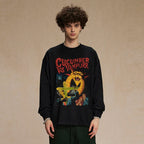 Vampurr Black Cat Graphic Long Sleeve Tee — front view