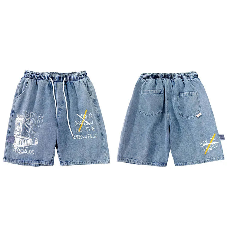 Letter Denim Shorts — fit shot