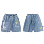 Letter Denim Shorts — fit shot