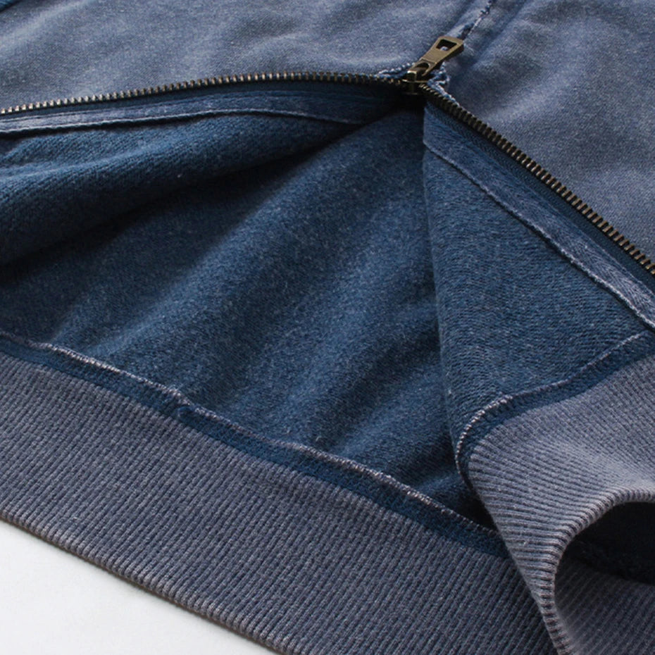 Vintage Black Zip Oversized Coat — fabric close-up
