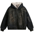 Vintage Padded Denim Oversized Puffer Jacket — front view