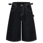 Wide Leg Denim Shorts — styling shot