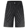 Black Graphic Denim Shorts — styling shot