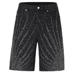 Black Graphic Denim Shorts — styling shot
