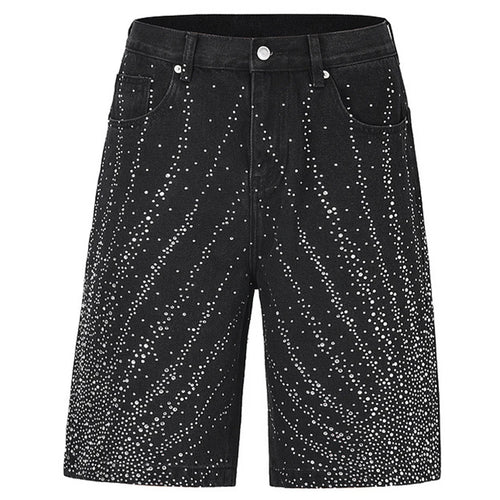 Black Graphic Denim Shorts — styling shot