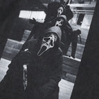 Retro Black Skull Ghost Washed T-Shirt — front view