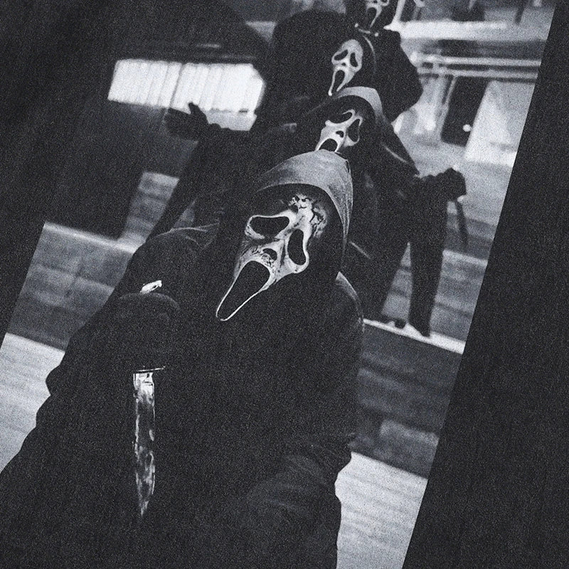 Retro Black Skull Ghost Washed T-Shirt — front view
