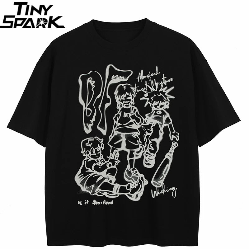 Anime Cartoon Graphic T-Shirt — front view