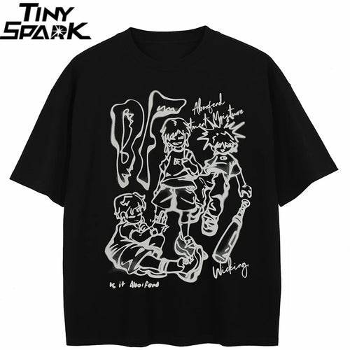 Anime Cartoon Graphic T-Shirt — front view