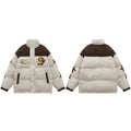Retro Star Patchwork Corduroy Puffer Jacket — detail shot