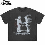 Graphic Retro Black Shadow Washed T-Shirt — front view
